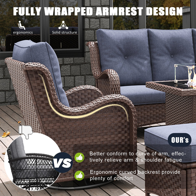 Metal Outdoor Glider, Brown, Navy