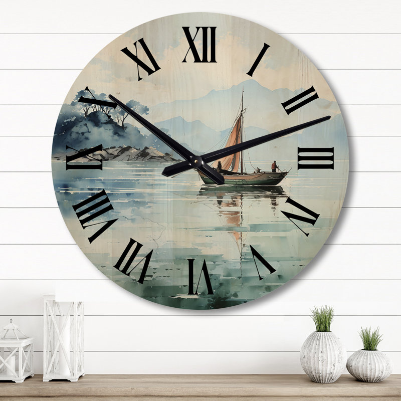 Horloge murale en bois massif Kerris, Grand