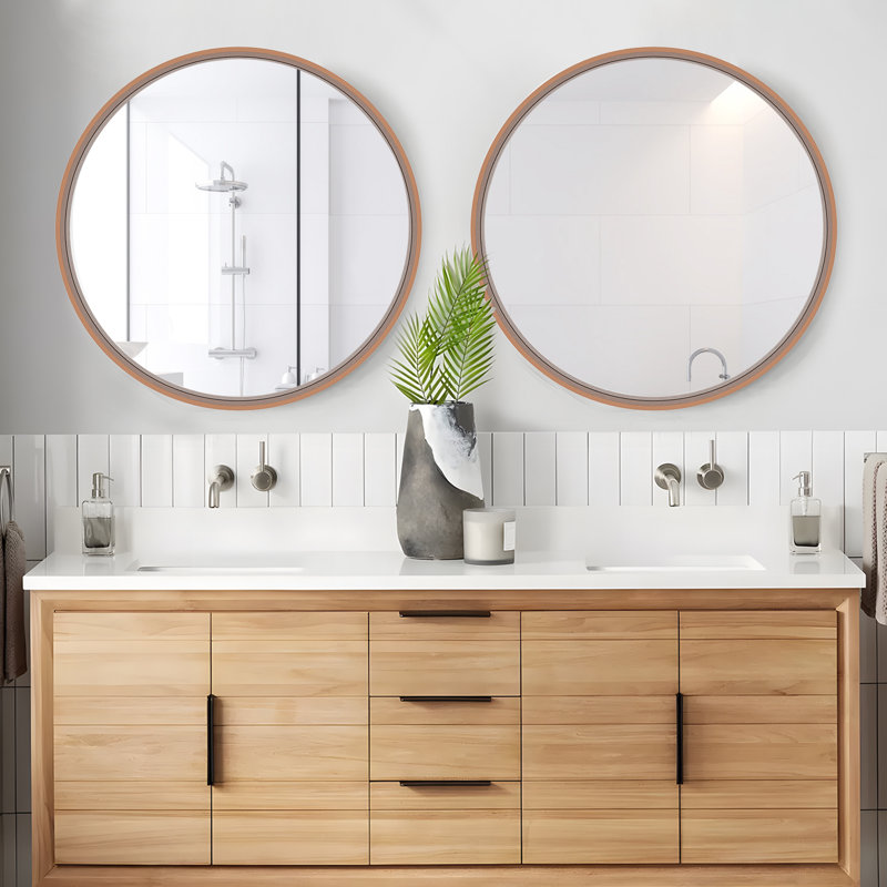 Karrina Round Mirror, 24" x 24", Walnut