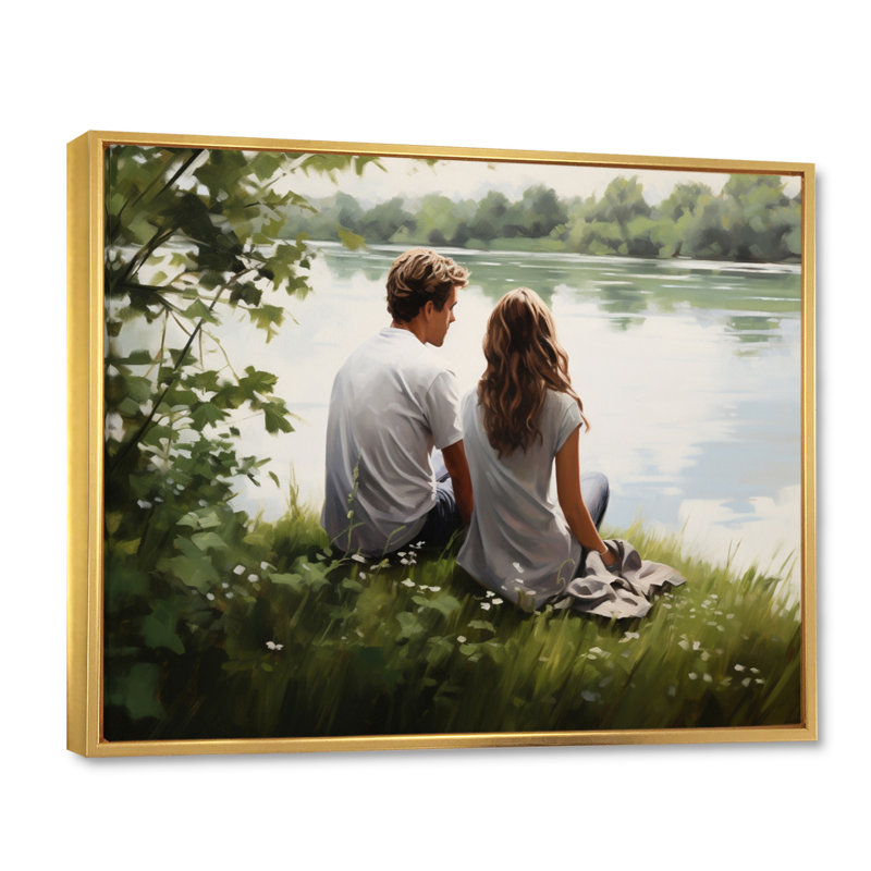 Bertineke, paysage romantique, sérénade tranquille II, H 12 po x l 20 po x P 1 po, Cadre flottant doré