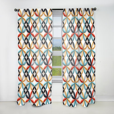 Blue And Yellow Modern Mosaic - Abstract Curtain - Velvet Room Darkening - 1 Panel