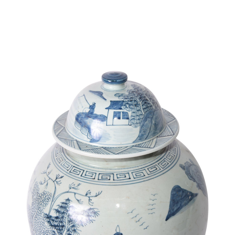 Pots en porcelaine bleu/blanc 21 po