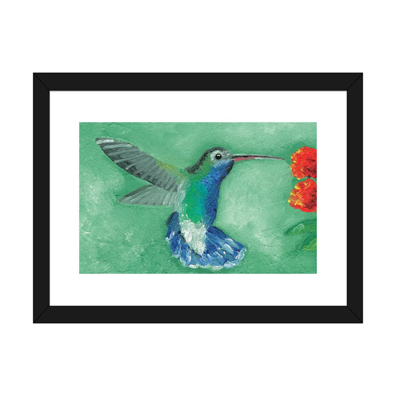 Fresco Hummingbird I par Alicia Ludwig - reproduction d'art, H 24 po x l 32 po x P 1 po, Papier encadré noir, Blanc