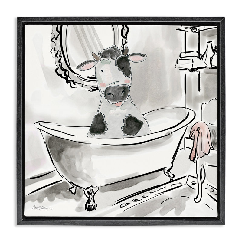 Cadre flottant minimal de vache de baignoire, design par Carol Robinson, Cadre flottant noir de jais, H 18 po x l 18 po