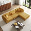 Ensemble modulaire 4 pièces en velours côtelé orange avec dossier coussiné et repose-pieds amovible-1458502261