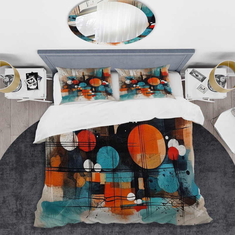 Literie , Housse de couette pour grand lit et 2 taies décor