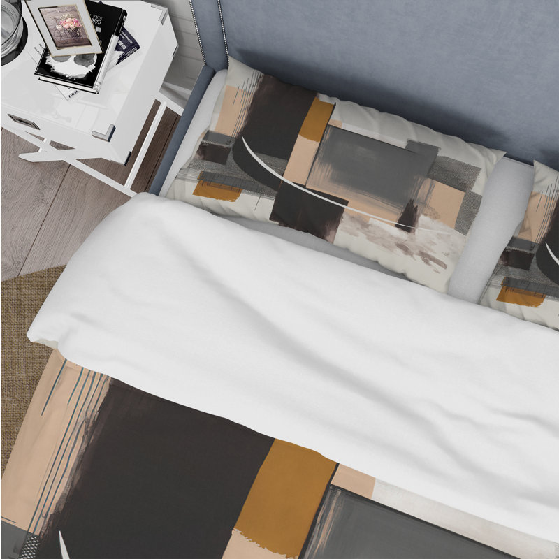 Warm Watercolor Abstract II - Ensemble de housse de couette abstrait - Microfibre de polyester