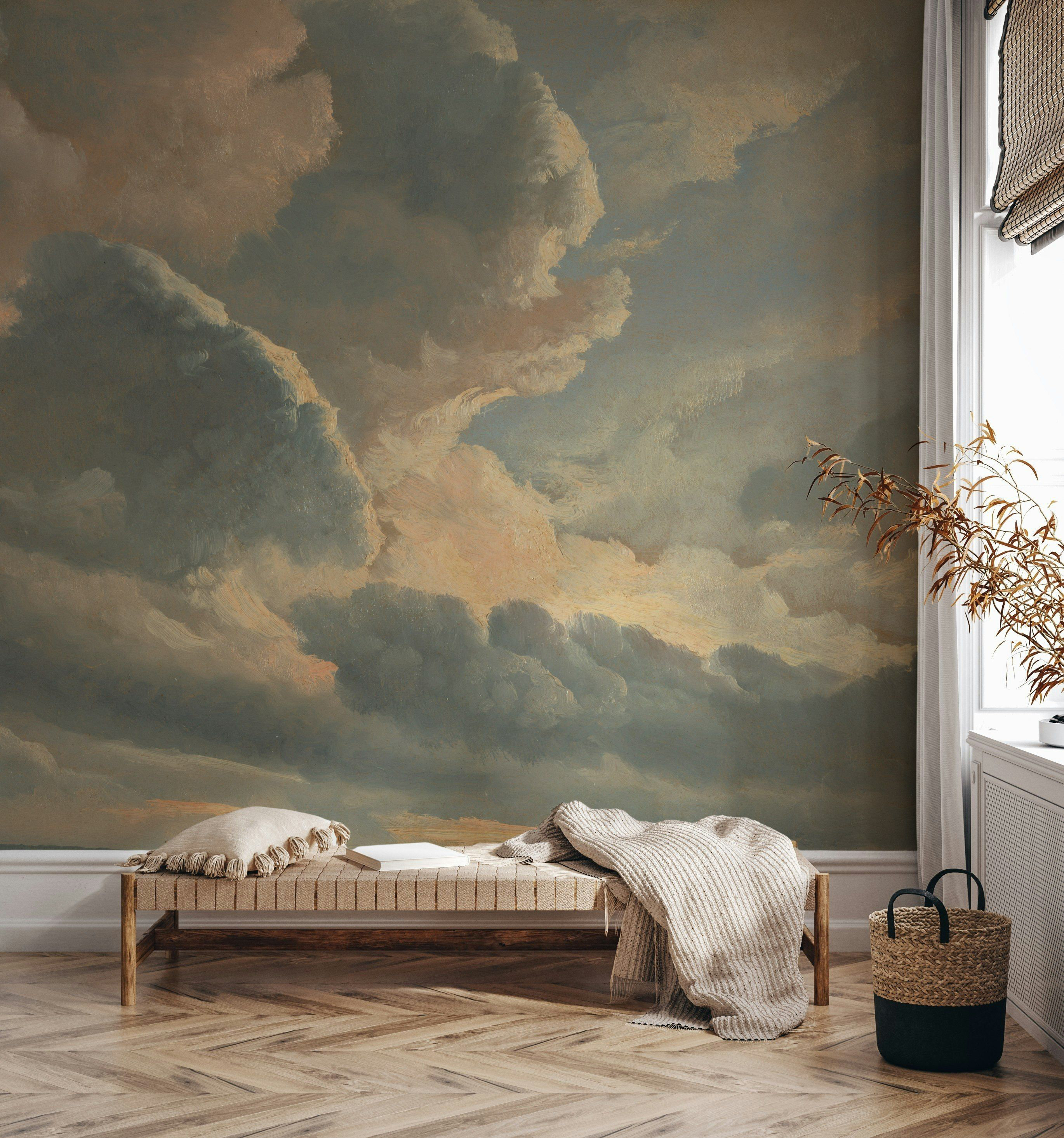Red Barrel Studio® Cloudscape Wallpaper Sky Blue Pastel Clouds Wall