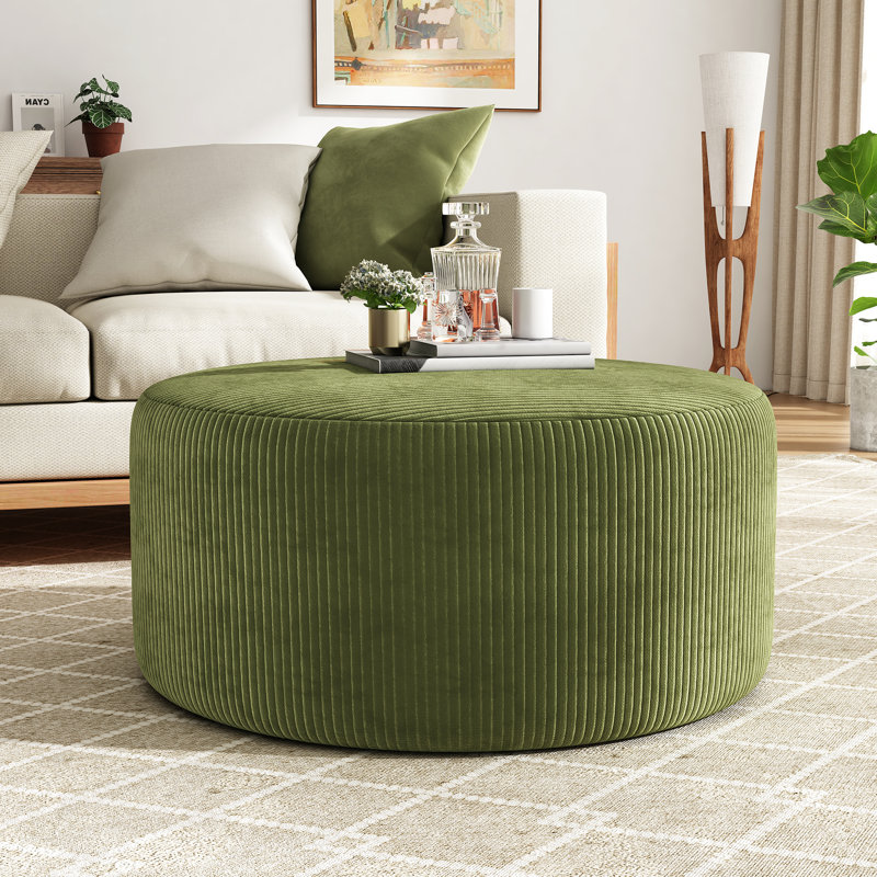 Velours côtelé velours côtelé, ton olive, style rond avec élégance moderne, P 30,27 po, idéal pour les décors minimalistes, idéal