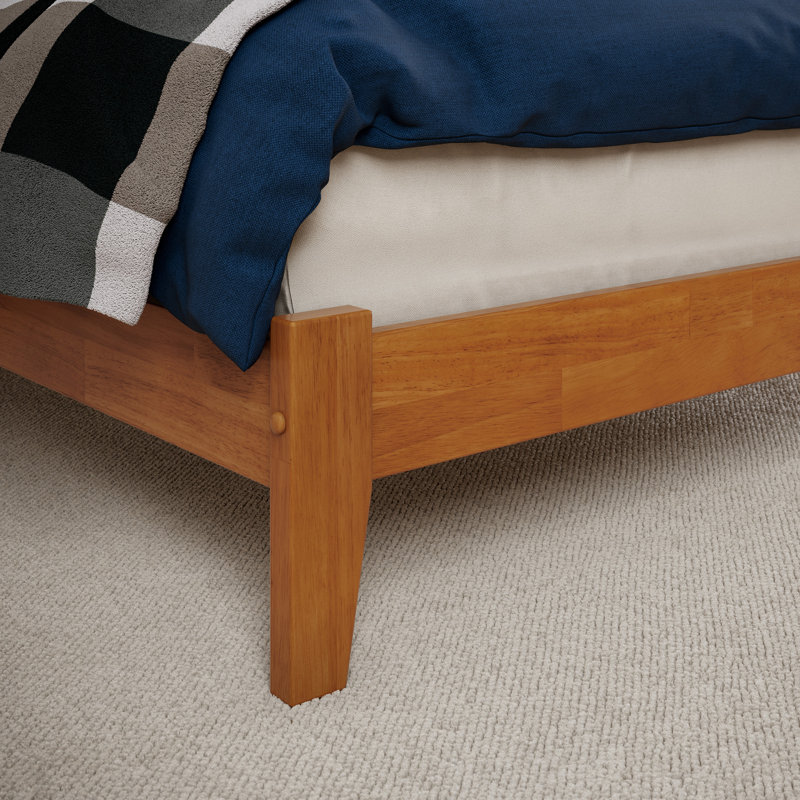 Mission Low Profile Solid Wood Platform Bed, Extra-Long Twin, Light Toffee