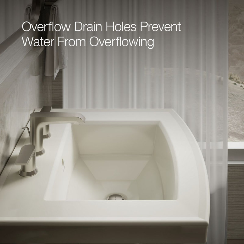 Archer 24" Rectangular Pedestal Bathroom Sink with Widespread Faucet Holes, 8" Centers, Biscuit