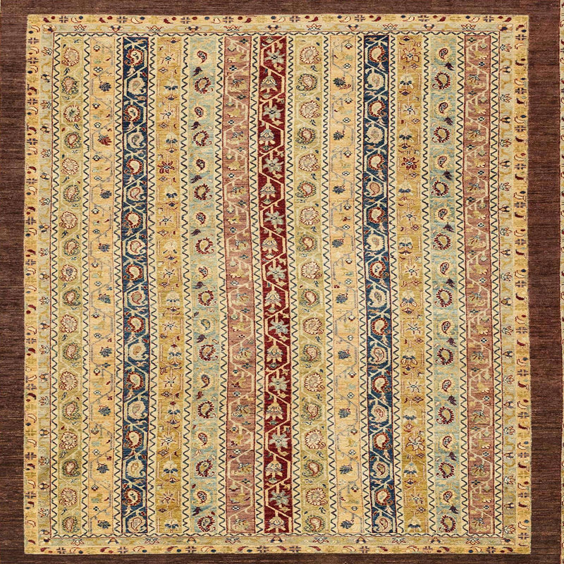 Tapis décoratif multicolore à motif abstrait, Carré 6 pi