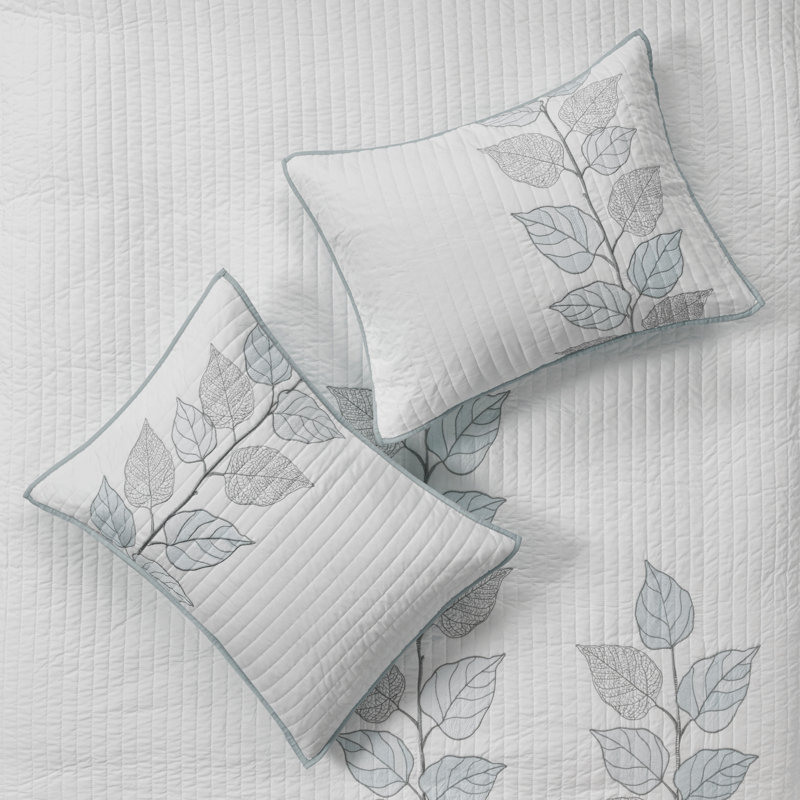 Organic Blue Microfiber Reversible King Quilt Set