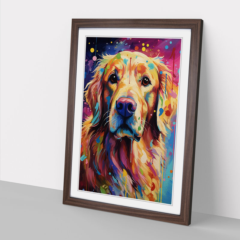 Golden Retriever Abstract - Framed Print, Walnut Framed, 34cm H x 25cm W