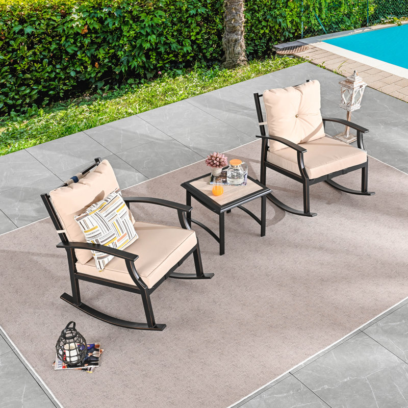 Ensemble de conversation à assise profonde et coussins 3 pièces, Kaki