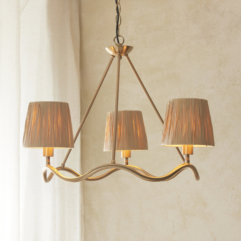 Wrangler 3lt Pendant light finished and Raffia, Brass