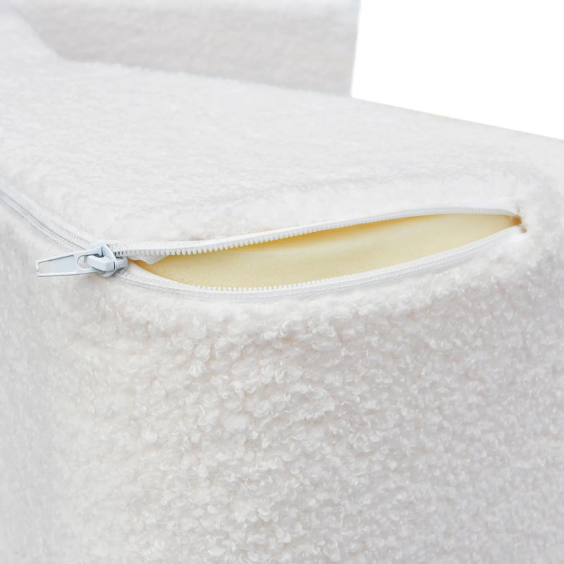 Canapé-lit pliable beige en velours Teddy