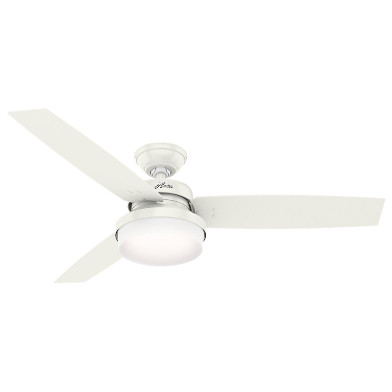 52" Sentinel 3 -Blade Standard Ceiling Fan with Remote Control and Light Kit Included, Fresh White