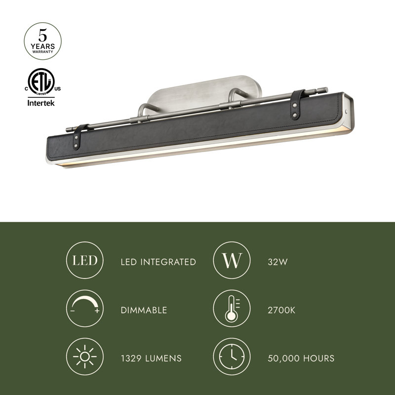 Valise Dimmable LED Wall Mounted Picture Light, Vintage Brass, Cognac