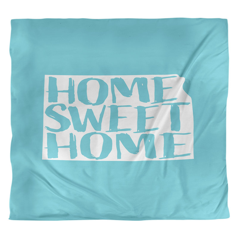 Housse de couette simple Kansas Home Sweet, Polyester brossé, Housse de couette pour très grand lit, Bleu sarcelle