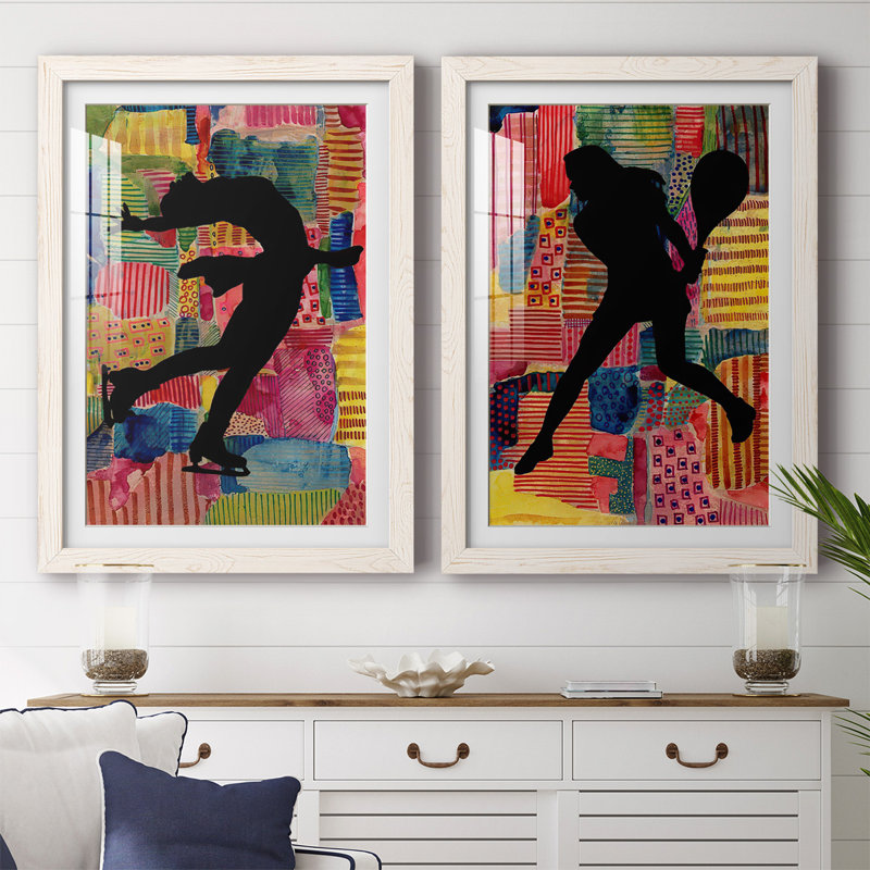 Patchwork Athlete III - 2 Piece Single Picture Frame Print Set on Canvas, White, 27.5" H x 75" W x 1.5" D