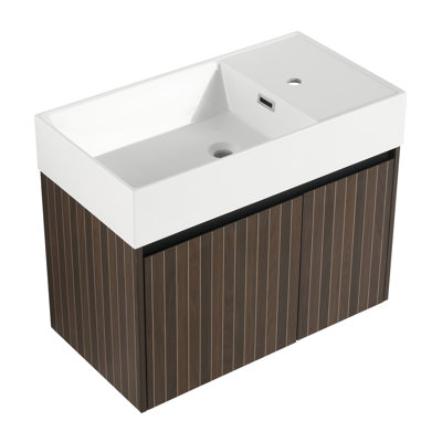 Armoire de salle de bain avec lavabo et portes à fermeture douce pour petite salle de bain