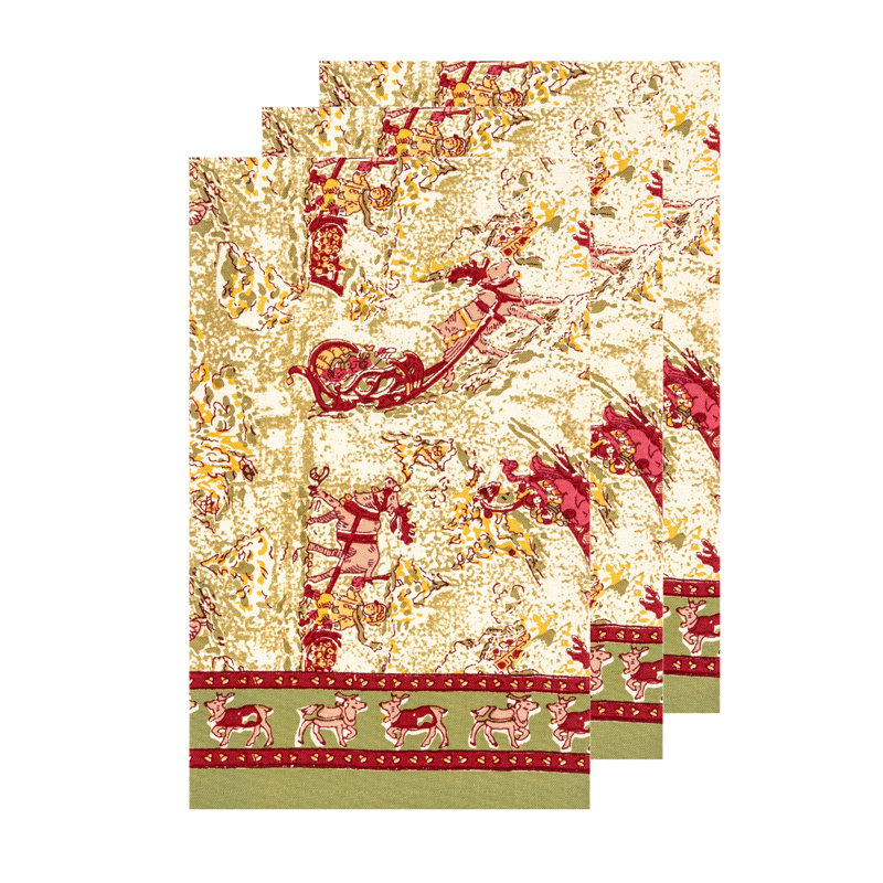 Leihum Floral Tea Towel Kitchen Towel, Red/Green