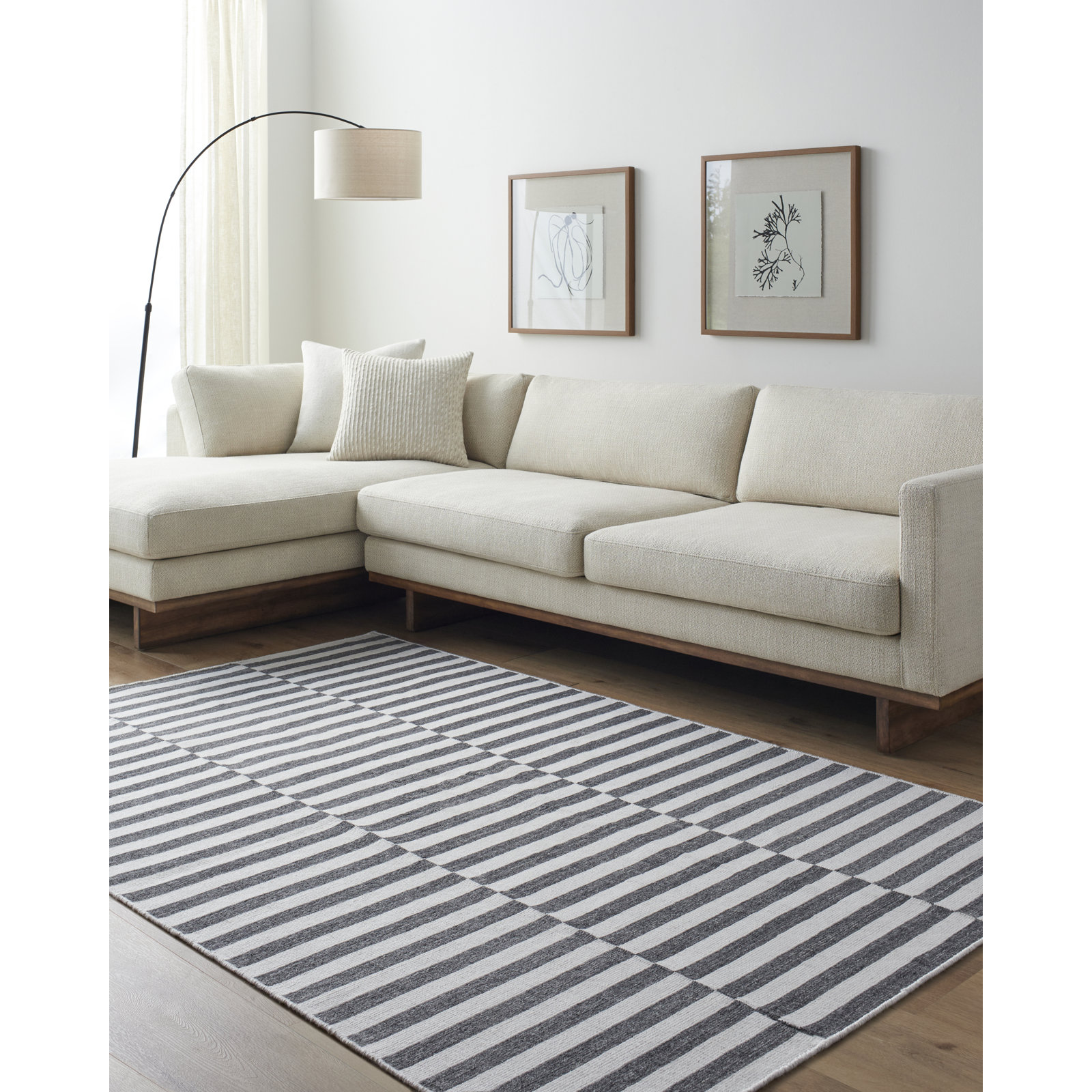 Falko Hand-Woven Striped Rug, Rectangle 9' x 12'