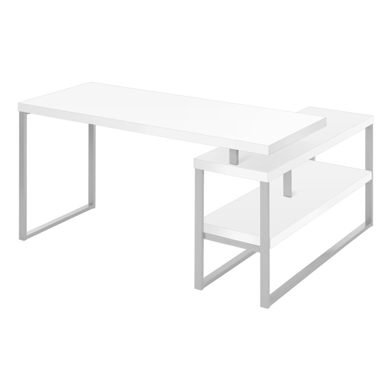 Computer Desk, Home Office, Corner, Storage Shelves, 60"L, L Shape, Work, Laptop, Metal, White