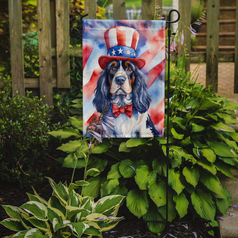 Drapeau patriotique du jardin américain, Épagneul cocker blanc / noir