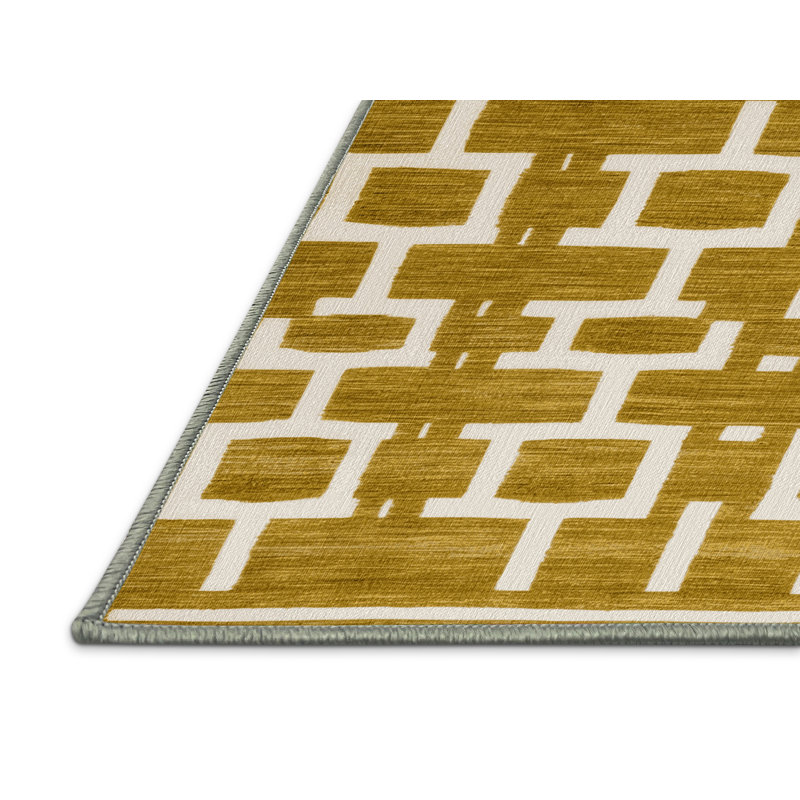 Machine Washable Trellis Brown Area Rug, Rectangle 2' x 3'
