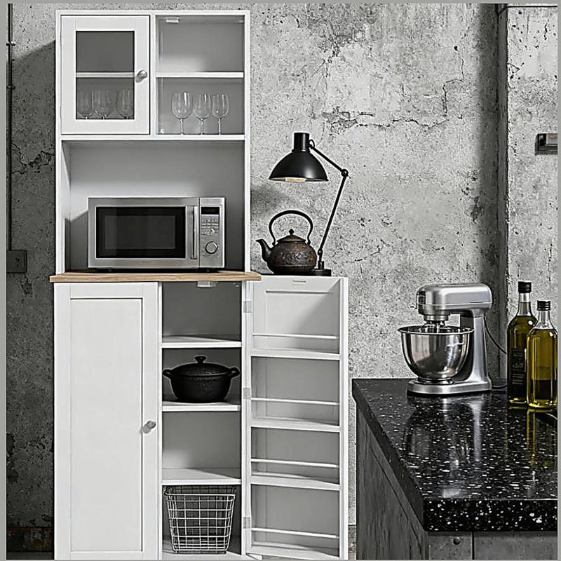 Armoire à micro-ondes avec tablettes réglables, grand garde-manger et huche de cuisine