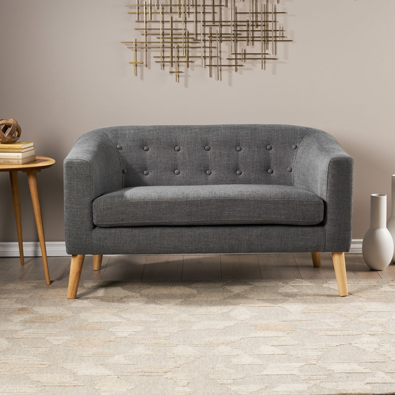 Canapé-lit moderne capitonné Decato, 100 % polyester gris, H 28,25 po x l 51,5 po x P 29,5 po