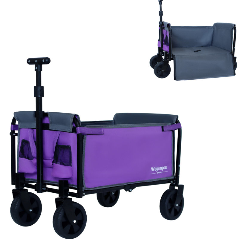 Chariot de camping pliable tout-en-un convertible: siège de banc, compartiment de rangement et attache pour chien incluse