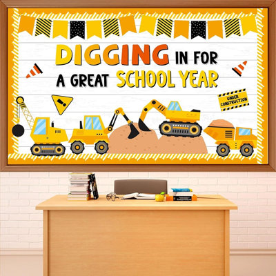 Construction Bulletin Board Decorations – Welcome Classroom Decor With Motivational Paper Cutouts For Back To School Theme
