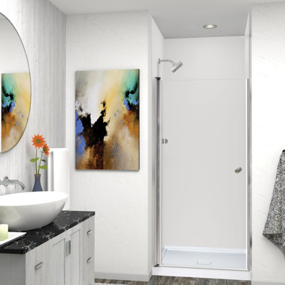 Transolid Lyna frameless pivot shower door, 26 in. W x 70 in. H, 1/4 in. clear tempered glass