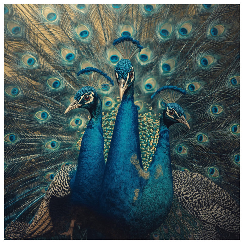 «Three Peacocks», toile tendue en plusieurs tailles, 24 x 36 inches