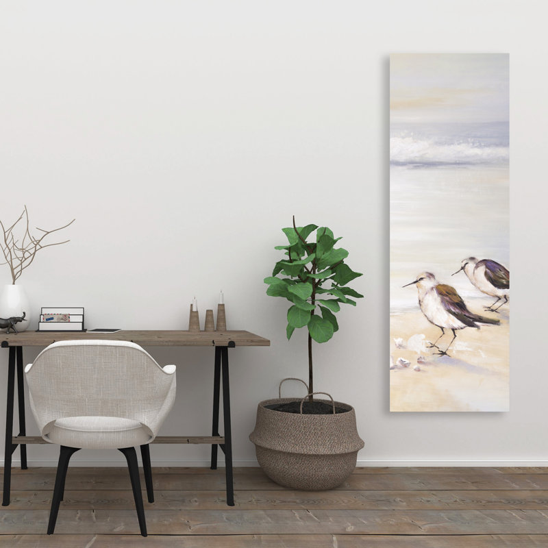 Two Sandpipers on the Beach - Animals Bathroom Canvas Decor