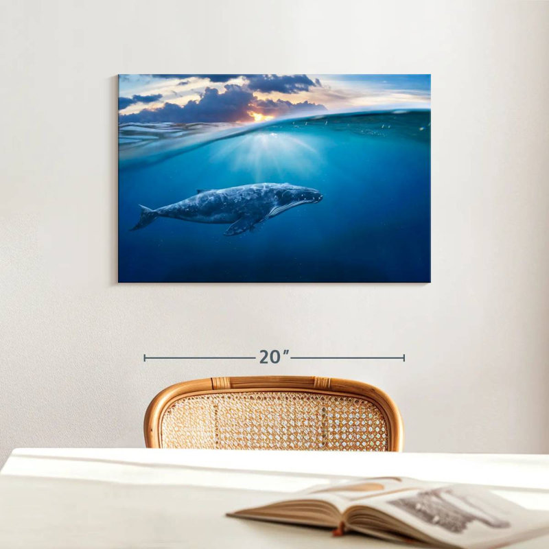 Brampt Blue Ocean Whale, 16" H x 24" W