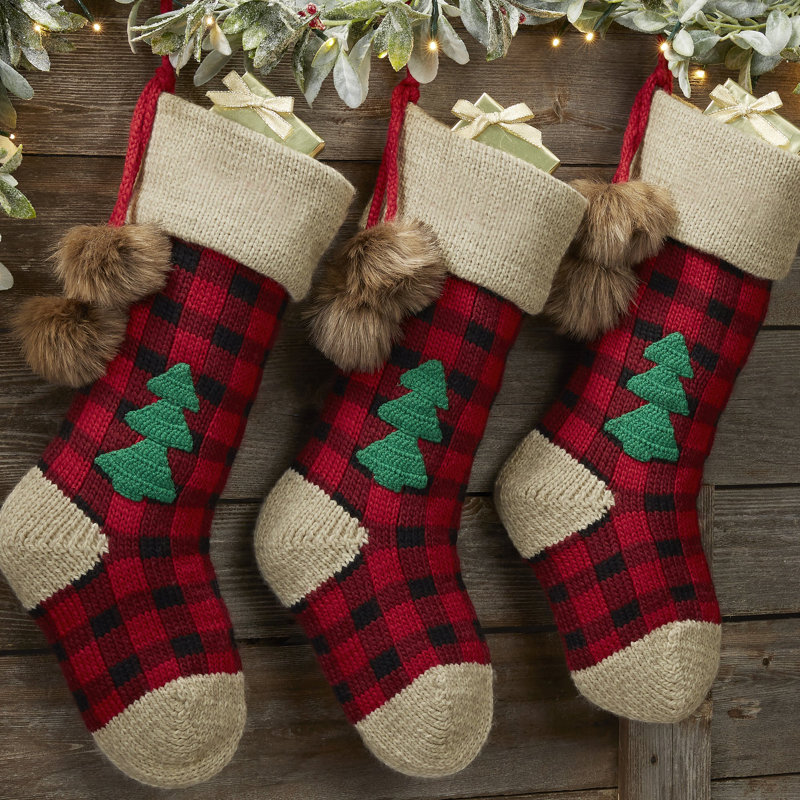 Chaussette de Noël personnalisable en tricot à carreaux géants Buffalo