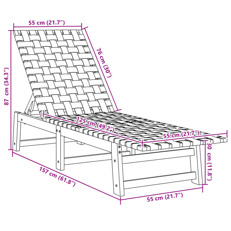 157cm Long Chaise Lounge Set