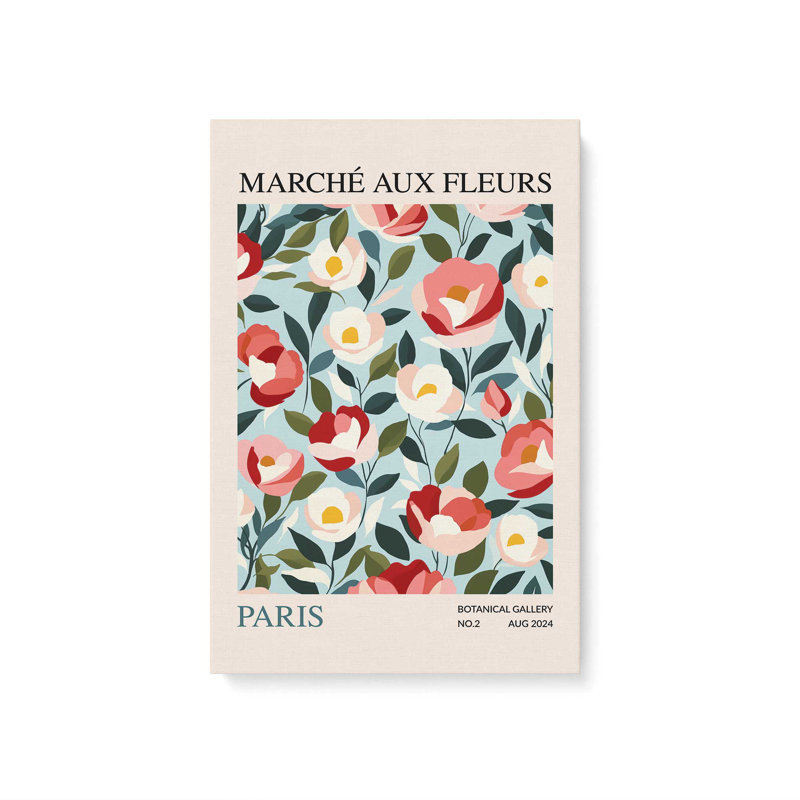 Marché aux fleurs de Paris, H 18 po x l 12 po, Toile tendue
