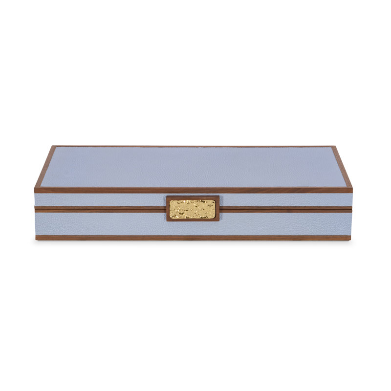 Embossed Leather Decorative Box, Light Blue