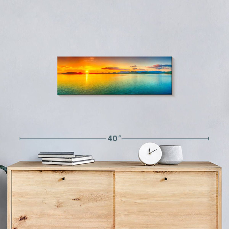 Paysage, plage sur toile, H 8 po x l 24 po x P 1 po