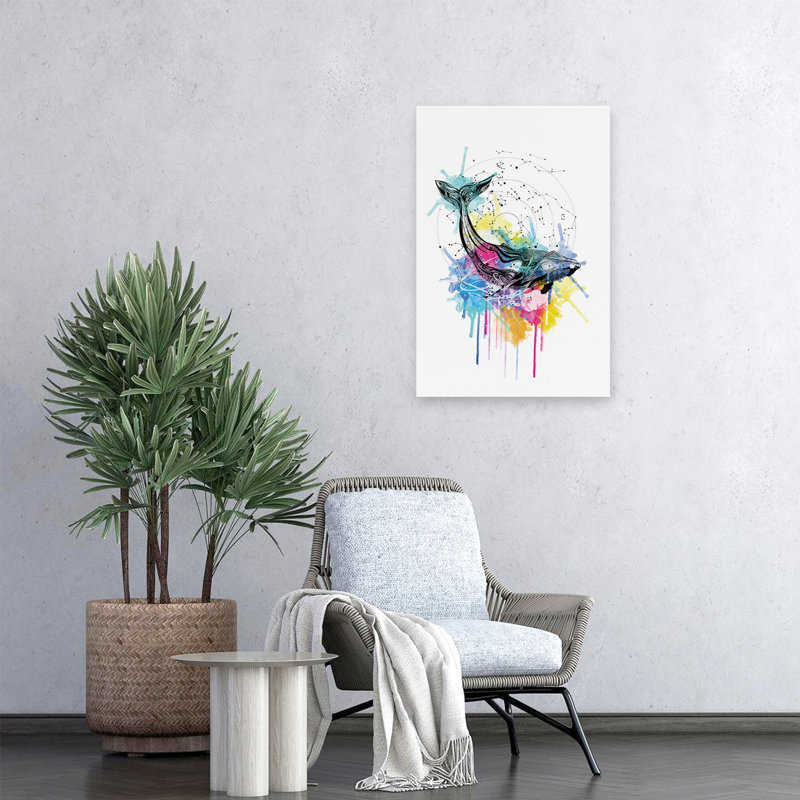 Baleine - animaux, pop urbain, surréalisme, baleines, H 24 po x l 16 po