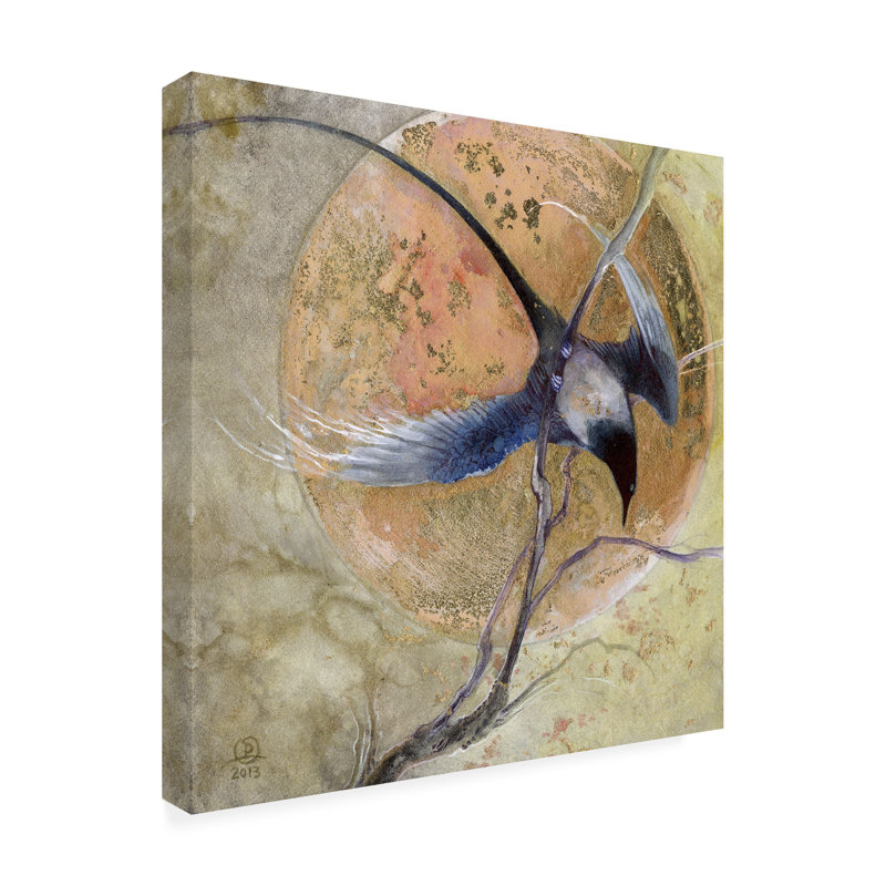 Art sur toile, lune d'or, H 14 po x l 14 po