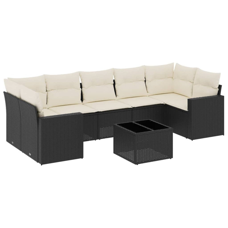 Ensemble de canapé de jardin Vidaxl noir, blanc crème