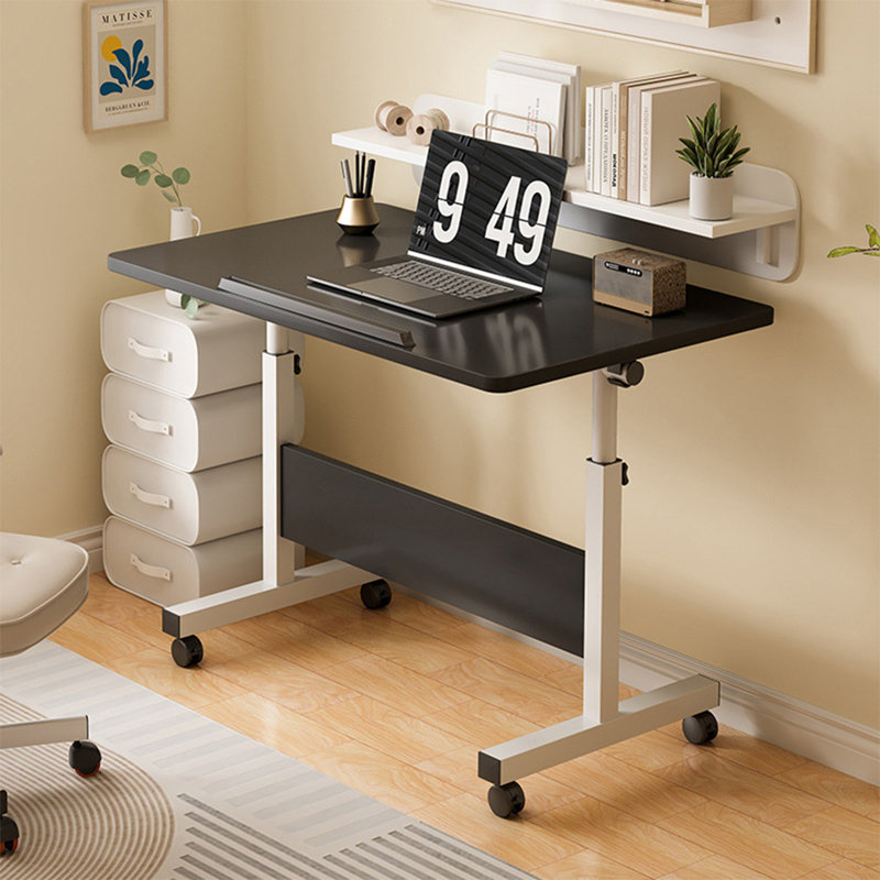 Bureau mobile pliable avec roulettes, Noir, noir, noir, noir