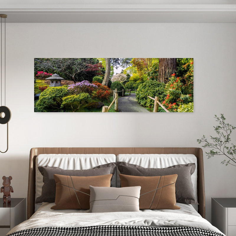 Plants In A Garden Japanese Tea Garden San Francisco California USA by Greg Probst - Wrapped Canvas Panoramic Print
