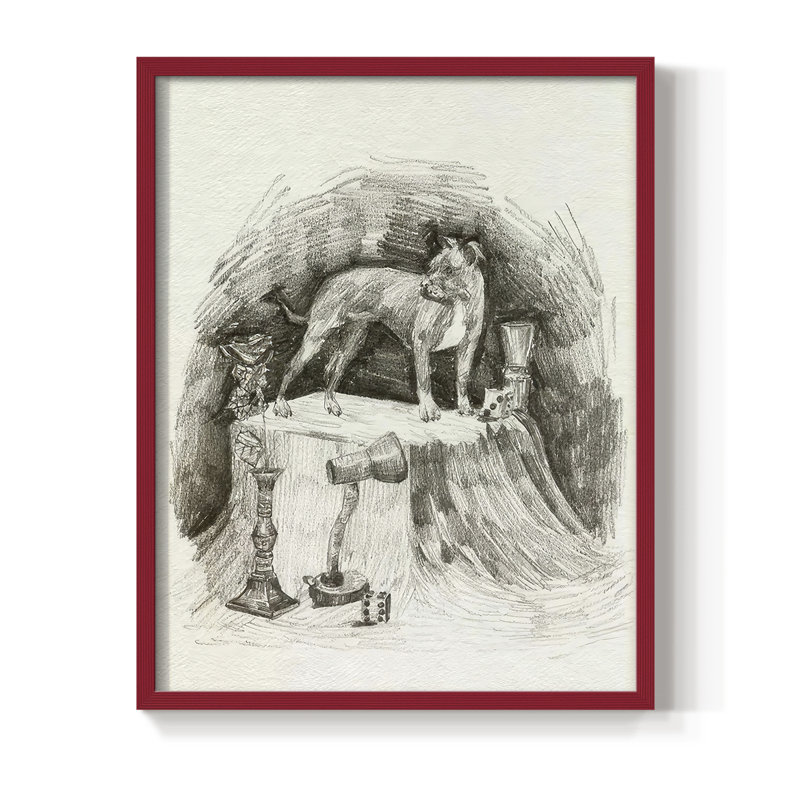 A Gentleman V, reproduction encadrée - bois massif, H 30 po x l 24 po, Rouge